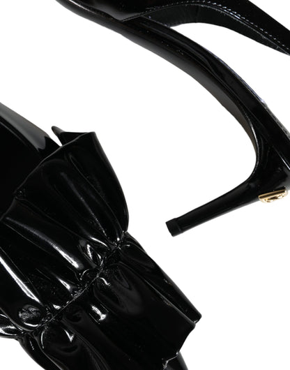 Black Patent Leather Heels Slingback Shoes