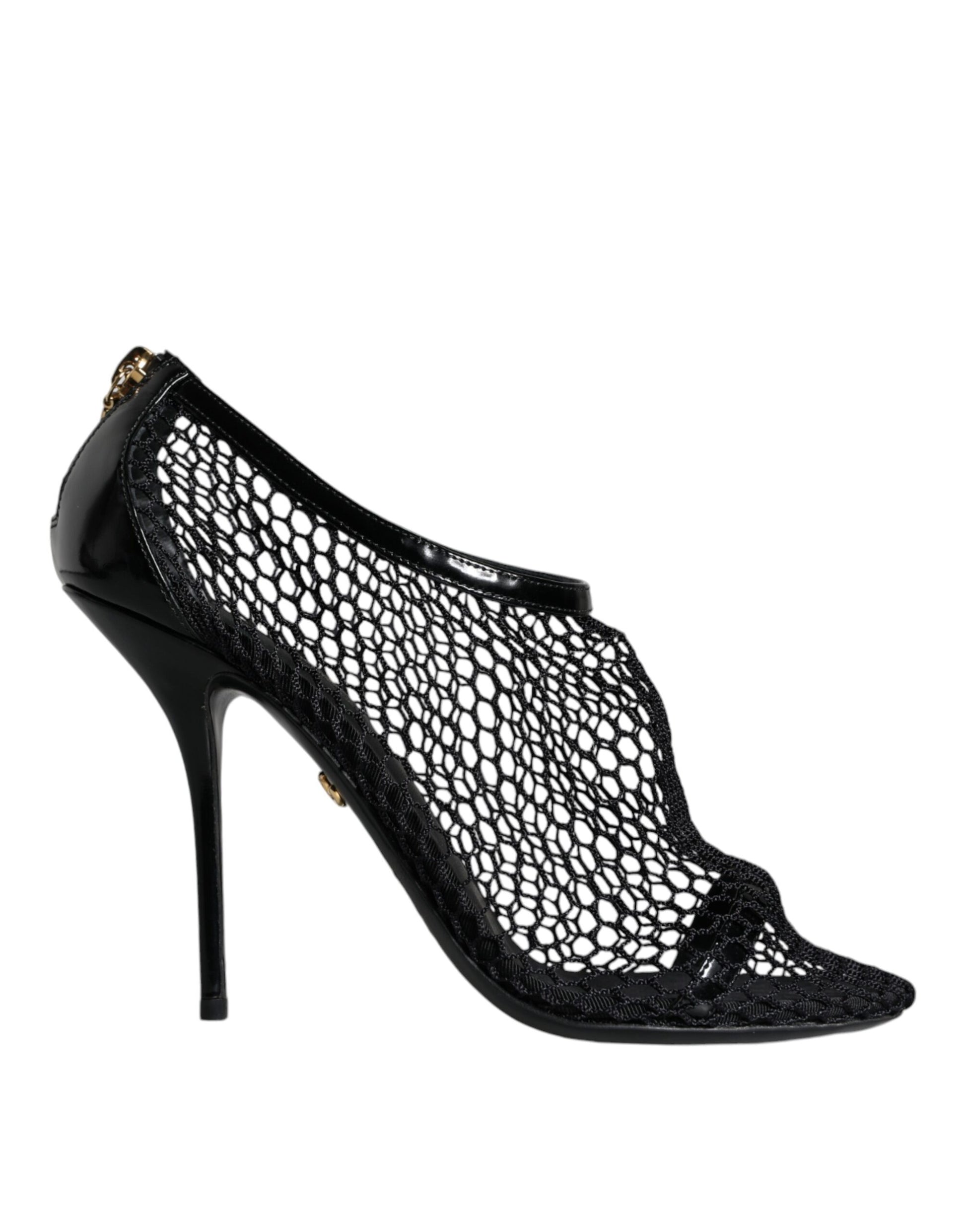 Black Mesh Leather Heels Keira Sandals Shoes