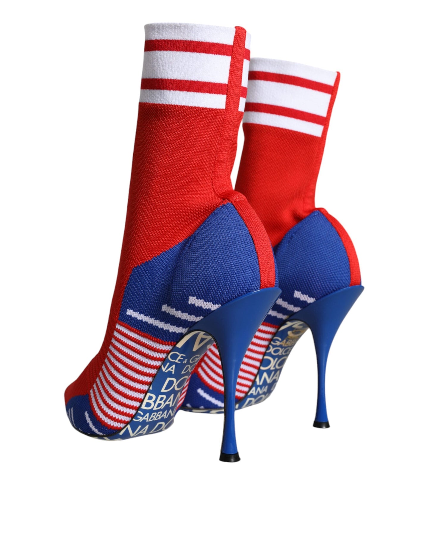 Red Blue Stretch Sock Style Ankle Boots Logo Shoes