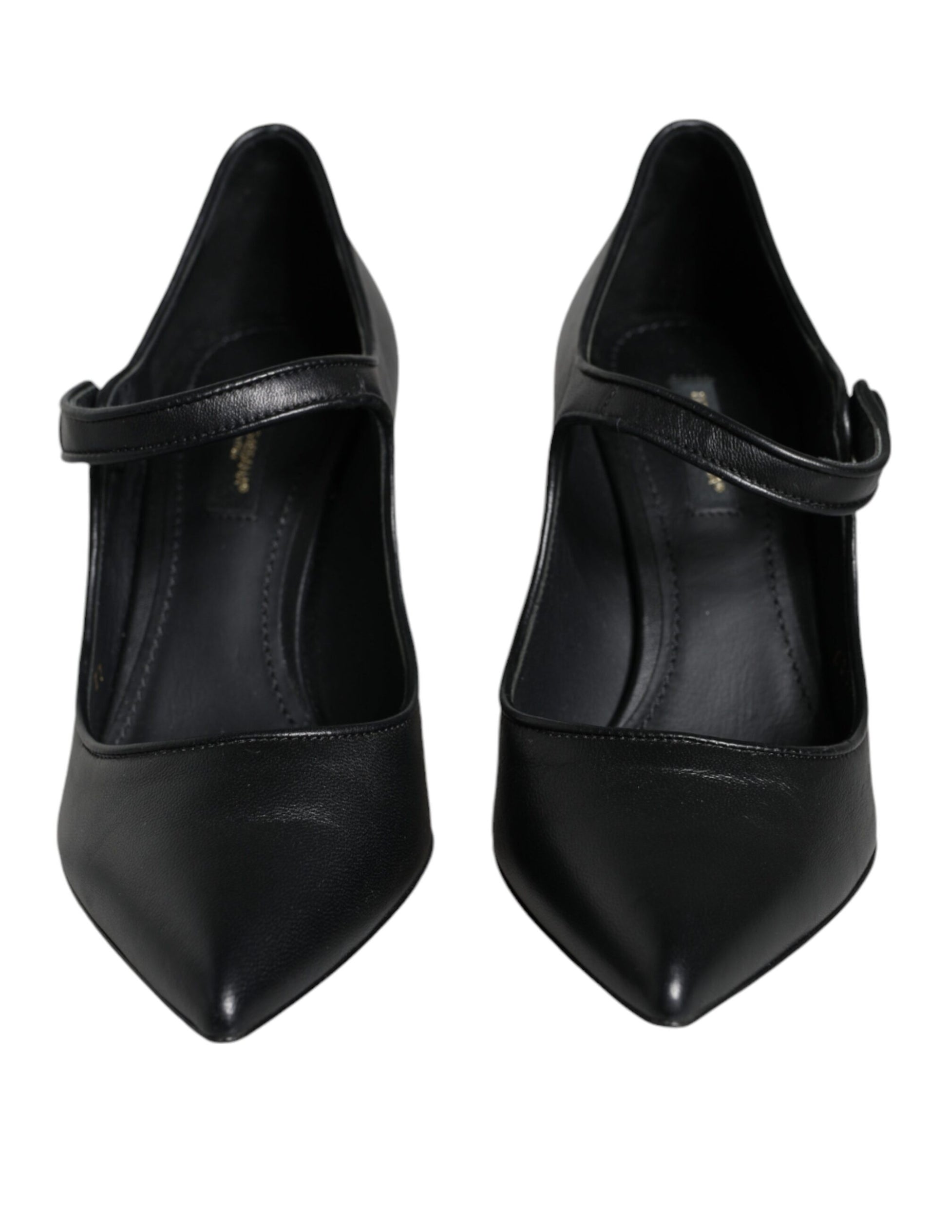 Schwarze Mary Janes Pumps aus Leder mit Logo