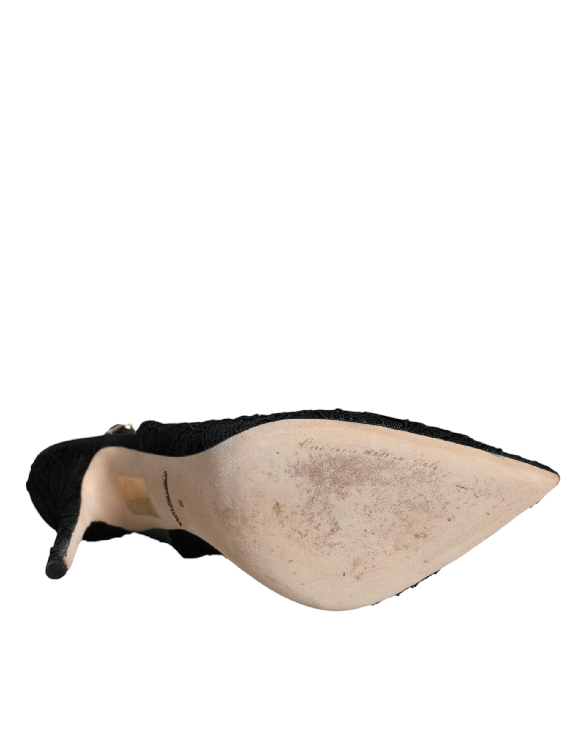 Schwarze Slingback-Schuhe „Taormina“ von Bellucci aus Spitze