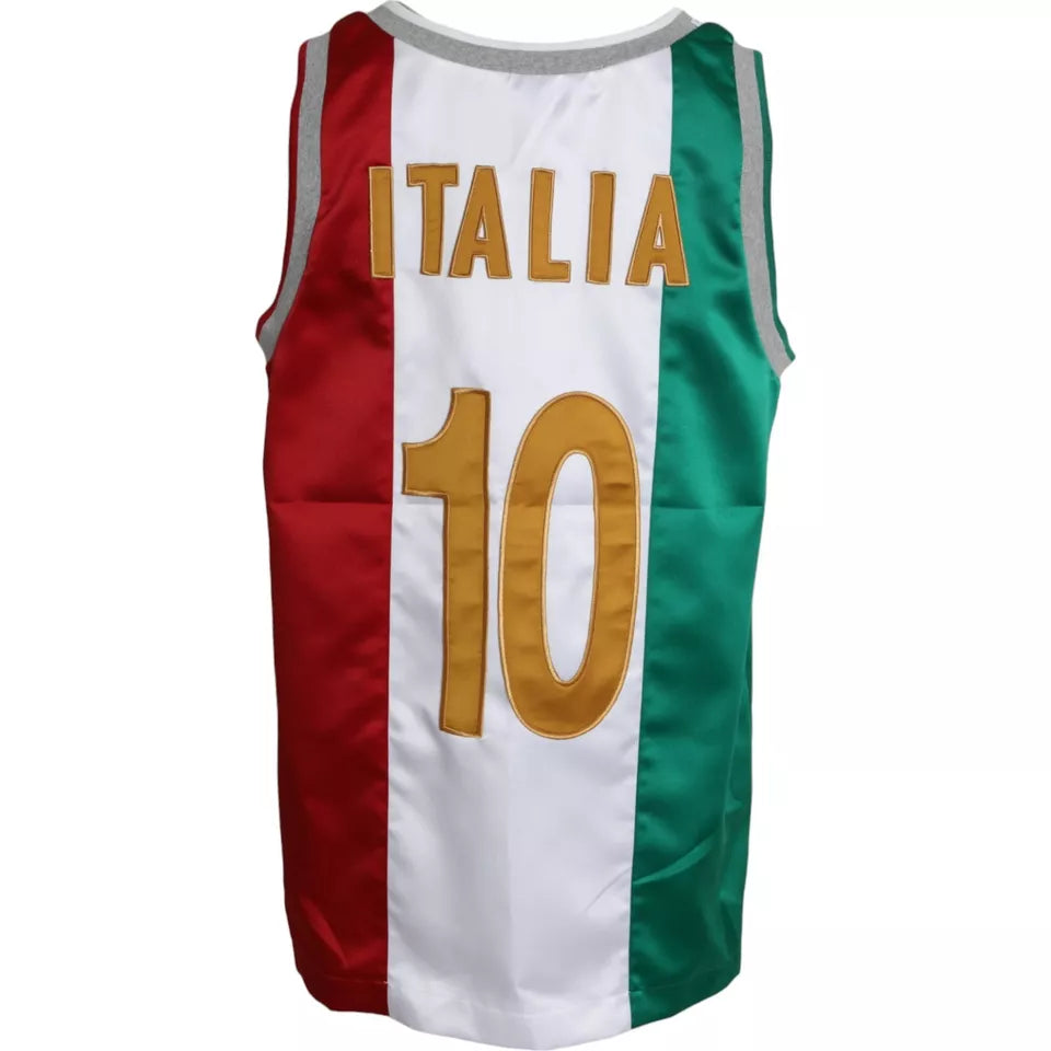 Camiseta sin mangas de baloncesto con bandera italiana en color blanco y verde