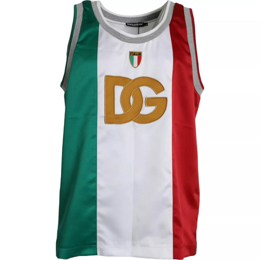 Camiseta sin mangas de baloncesto con bandera italiana en color blanco y verde