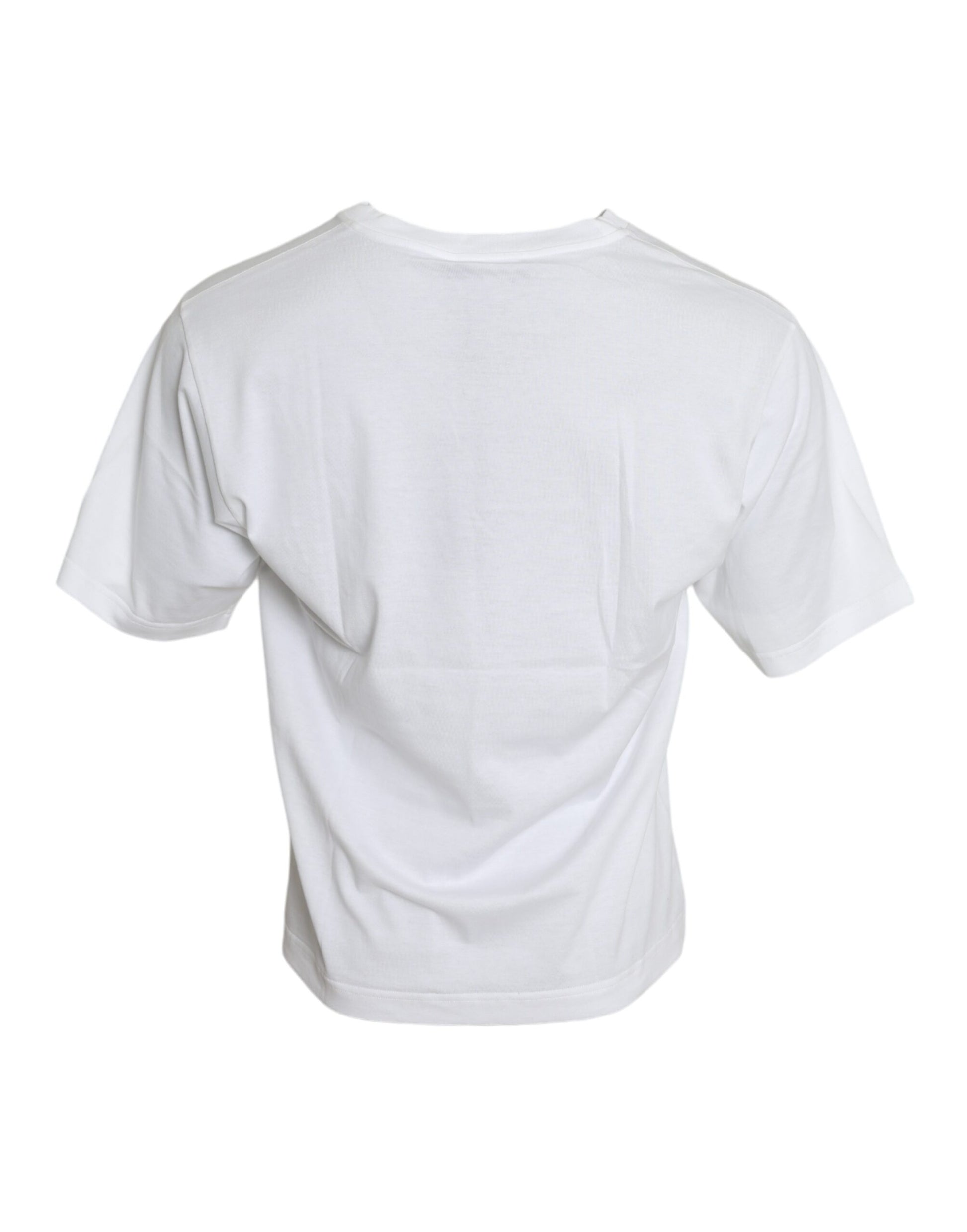 Camiseta de algodón blanca de manga corta y cuello redondo