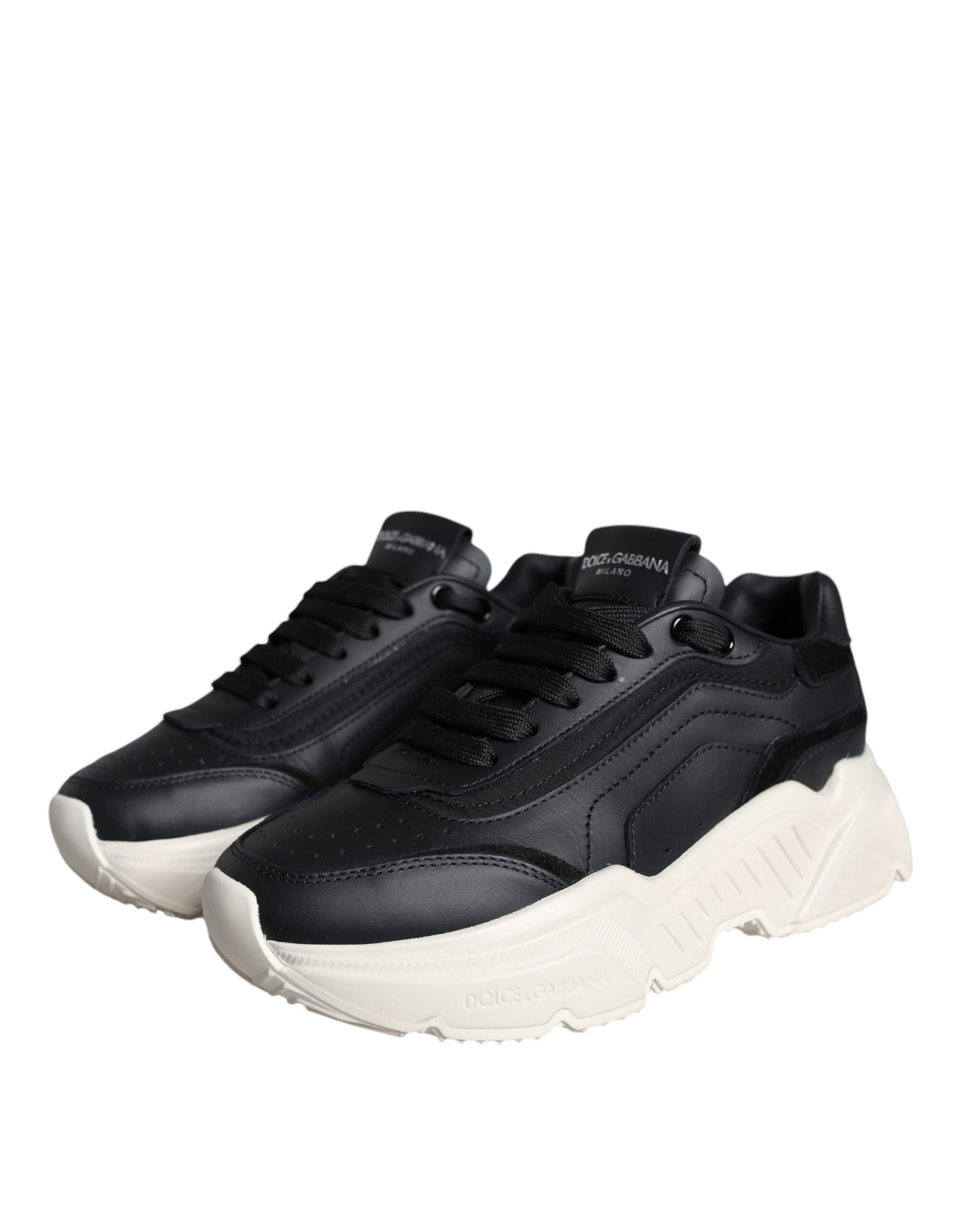 Schwarze weiße DAYMASTER Leder Sneakers Schuhe