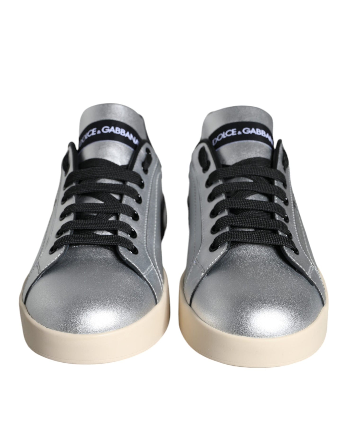 Silver Portofino Calf Leather Sneakers Shoes