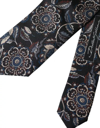 Black Floral Pattern Silk Adjustable Men Tie