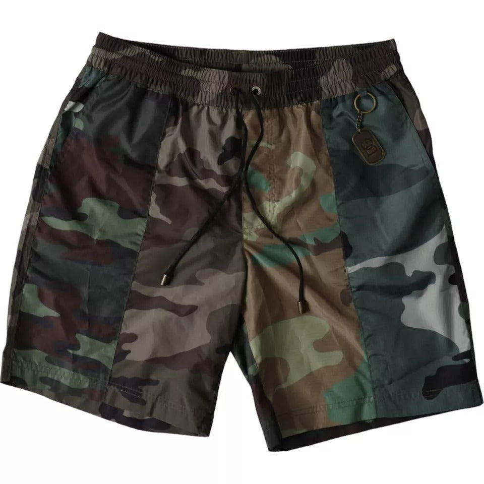 Mehrfarbige Camouflage Patchwork Beachwear Shorts Bademode