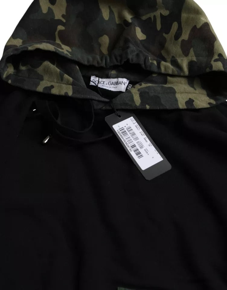 Sudadera con capucha y estampado de camuflaje negro