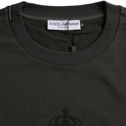 Grüner Pullover aus Baumwolle mit Rundhalsausschnitt und Logo