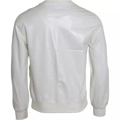 White Cotton Crew Neck Sweatshirt Sweater