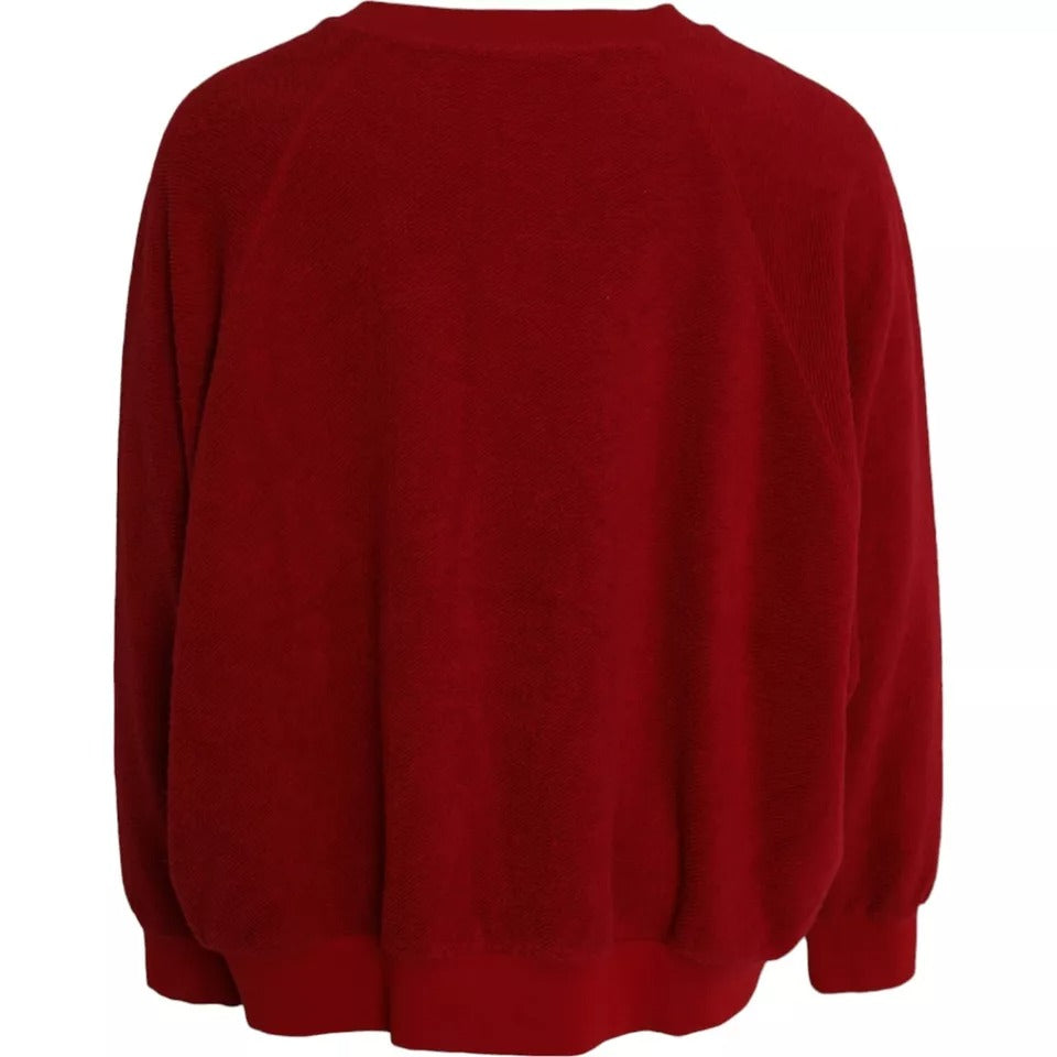 Roter Pullover aus Baumwolle mit Rundhalsausschnitt und Logo