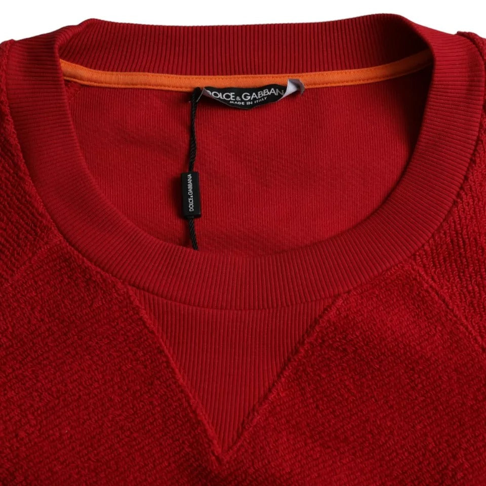 Roter Pullover aus Baumwolle mit Rundhalsausschnitt und Logo