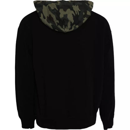 Sudadera con capucha y estampado de camuflaje negro