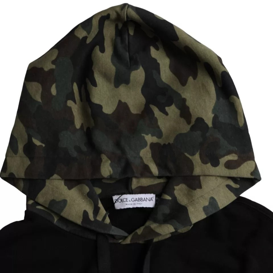 Sudadera con capucha y estampado de camuflaje negro