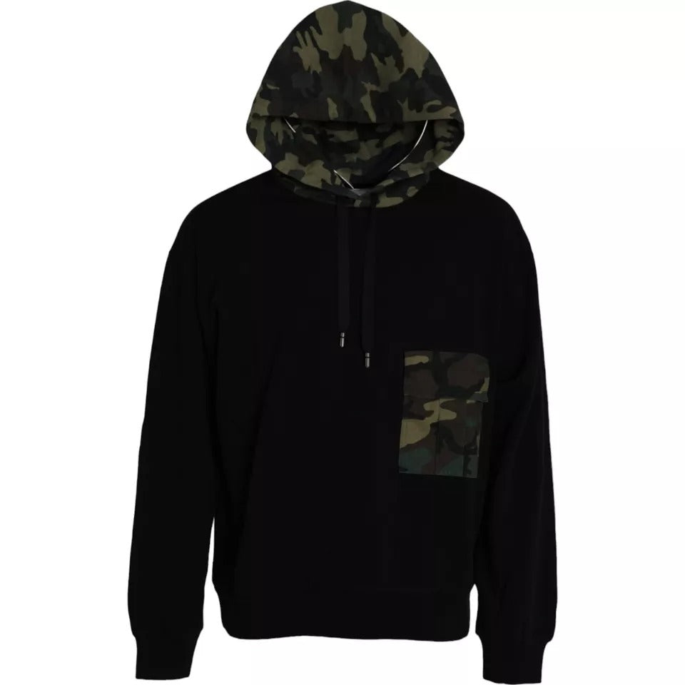 Sudadera con capucha y estampado de camuflaje negro