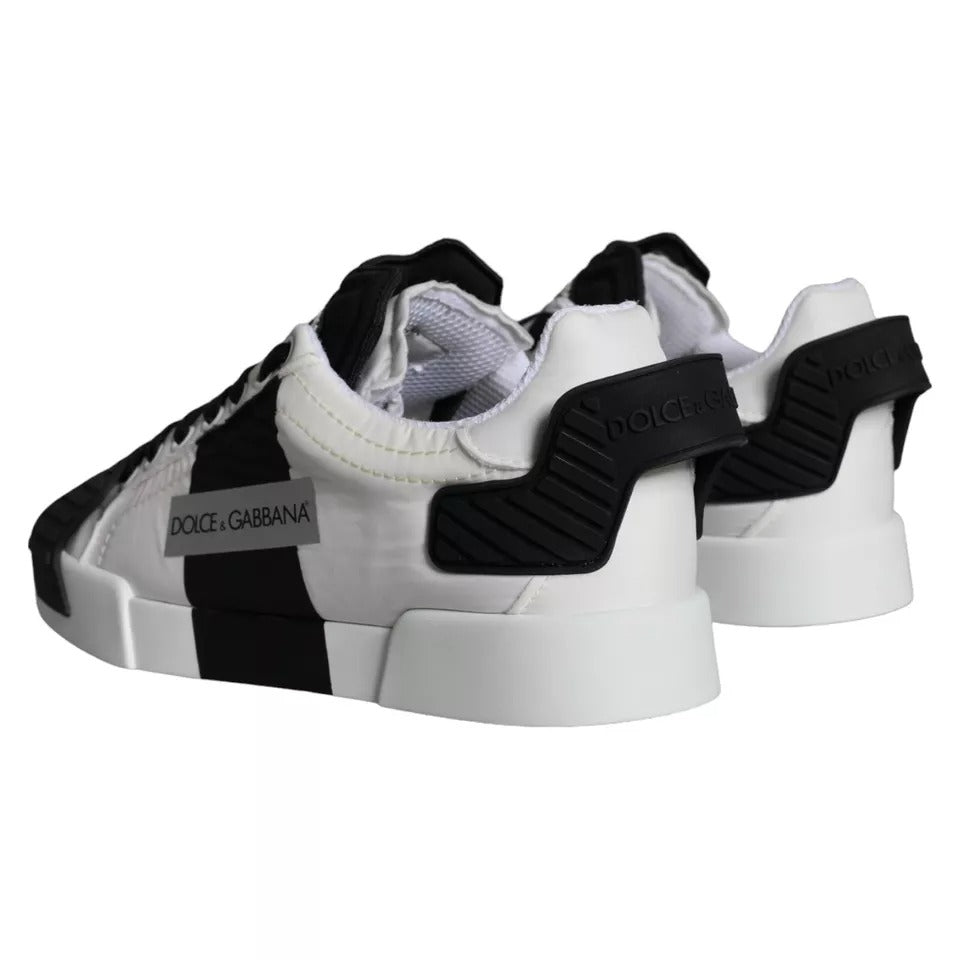 Weiße und schwarze Leder Low Top Damen Sneaker