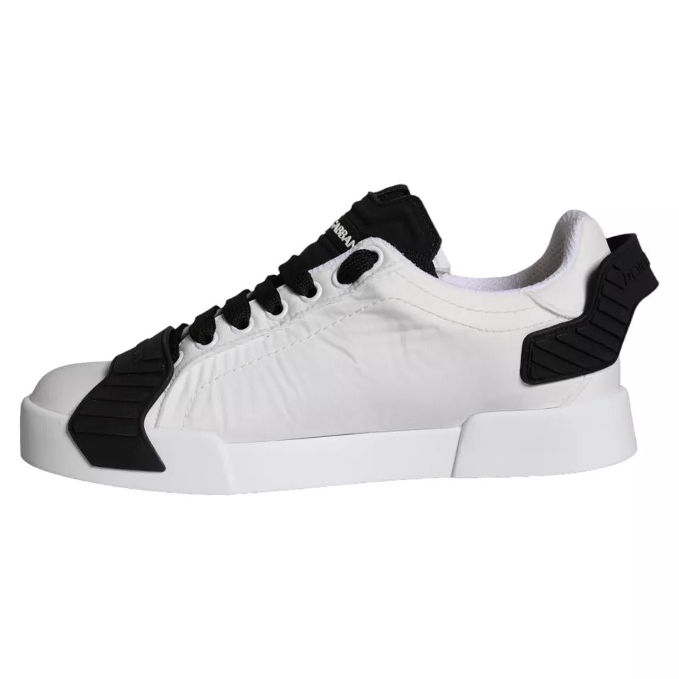 Weiße und schwarze Leder Low Top Damen Sneaker