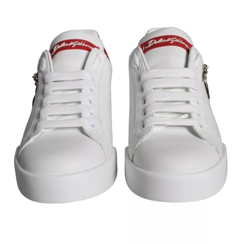 White Patch Calfskin Nappa Portofino Sneakers Shoes