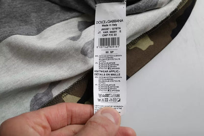 Camiseta de algodón con cuello redondo y estampado de camuflaje multicolor para hombre