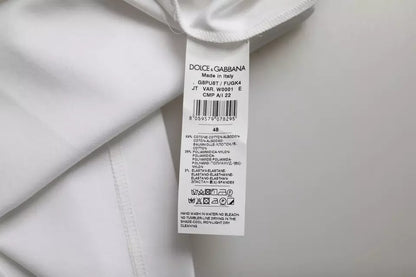 Camiseta de algodón blanca de cuello redondo y manga corta