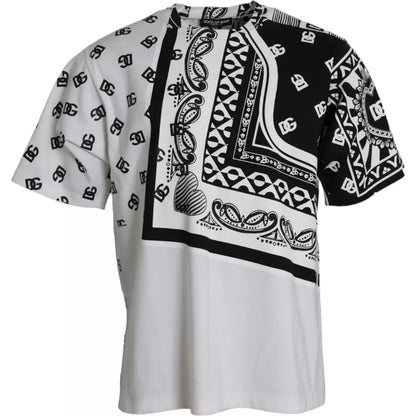 White Bandana Print Cotton Short Sleeves T-shirt