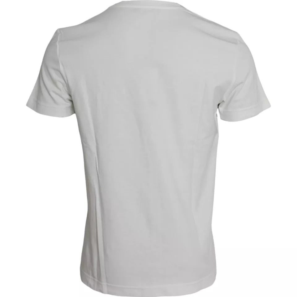 Camiseta de manga corta de algodón con estampado de bandana blanca para hombre