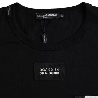 Camiseta de manga corta con bolsillo de algodón negro para hombre