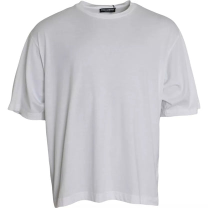 Camiseta de algodón blanca de cuello redondo y manga corta