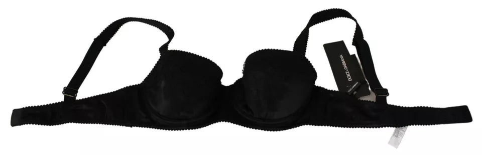 Black Silk Lace Balconcino Bra Underwear