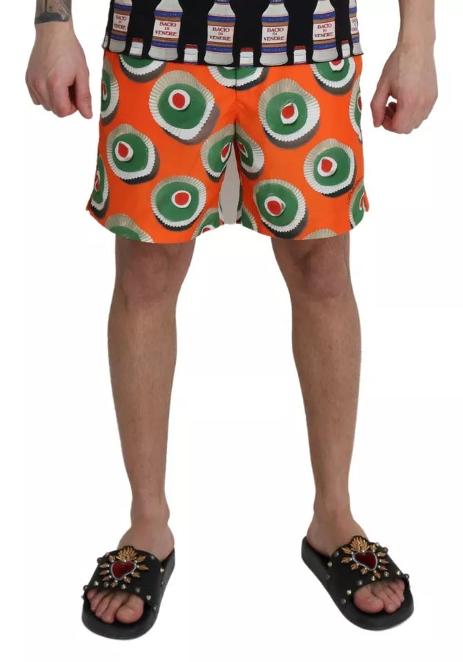 Orange Cupcake Beachwear Shorts Swimwear