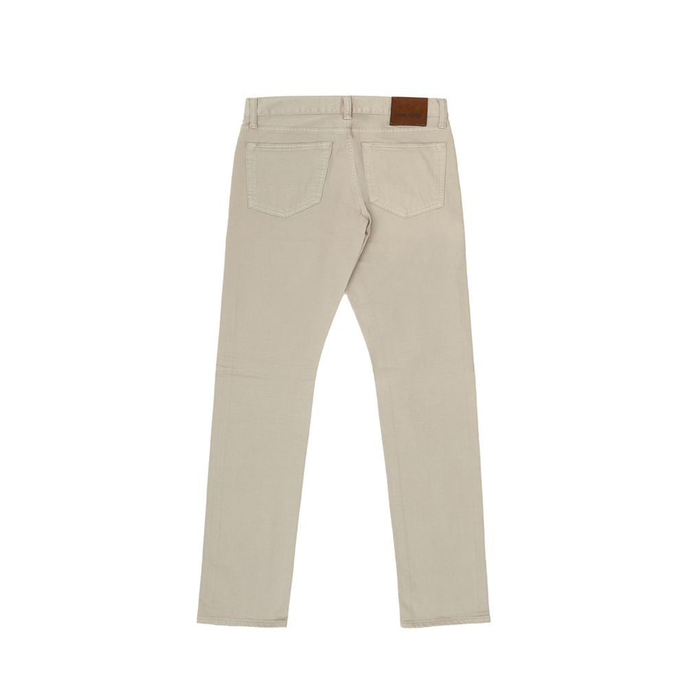 Beige Baumwolljeans und Hose