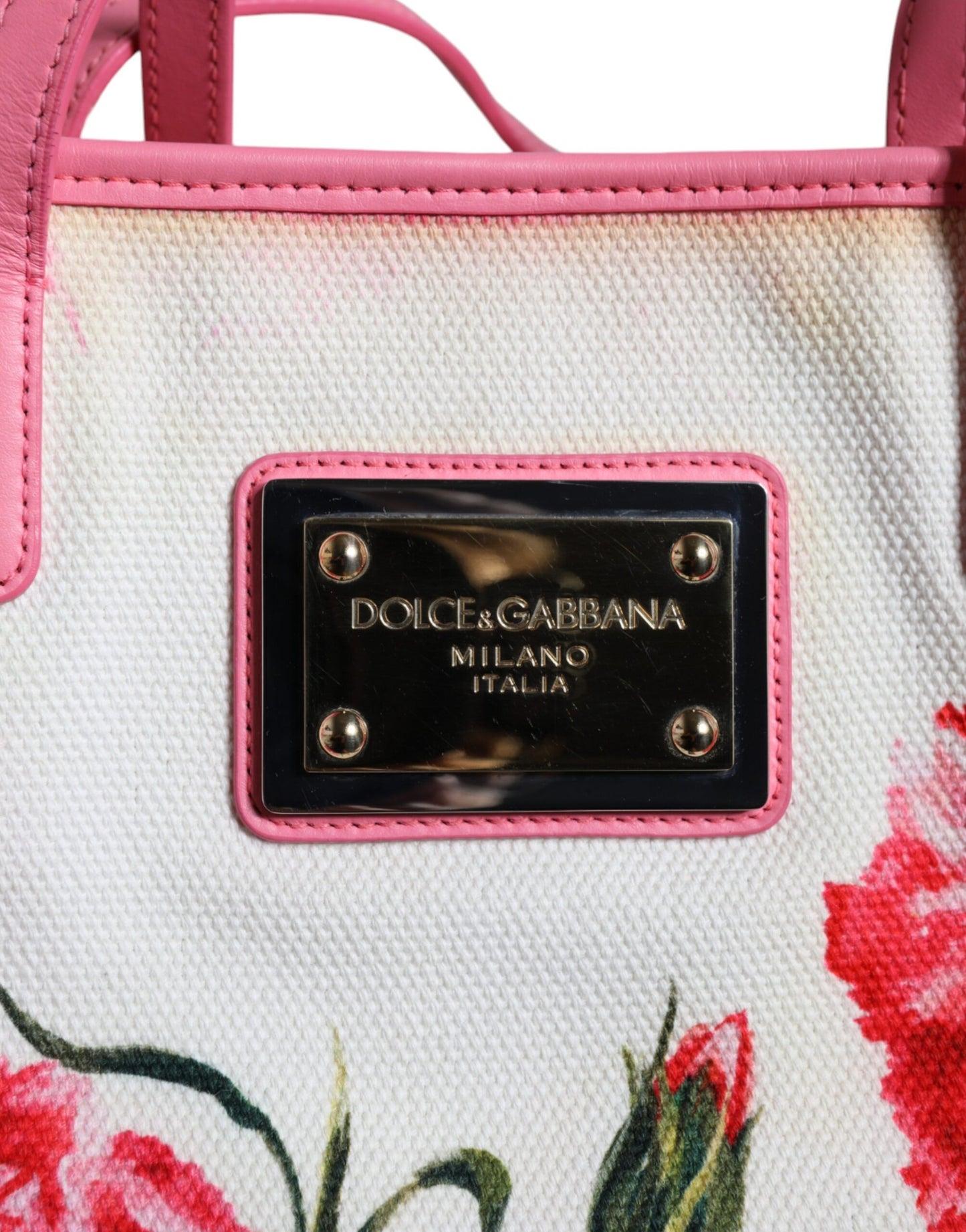 White Canvas Rose Embroidery Women Shopping Tote Bag