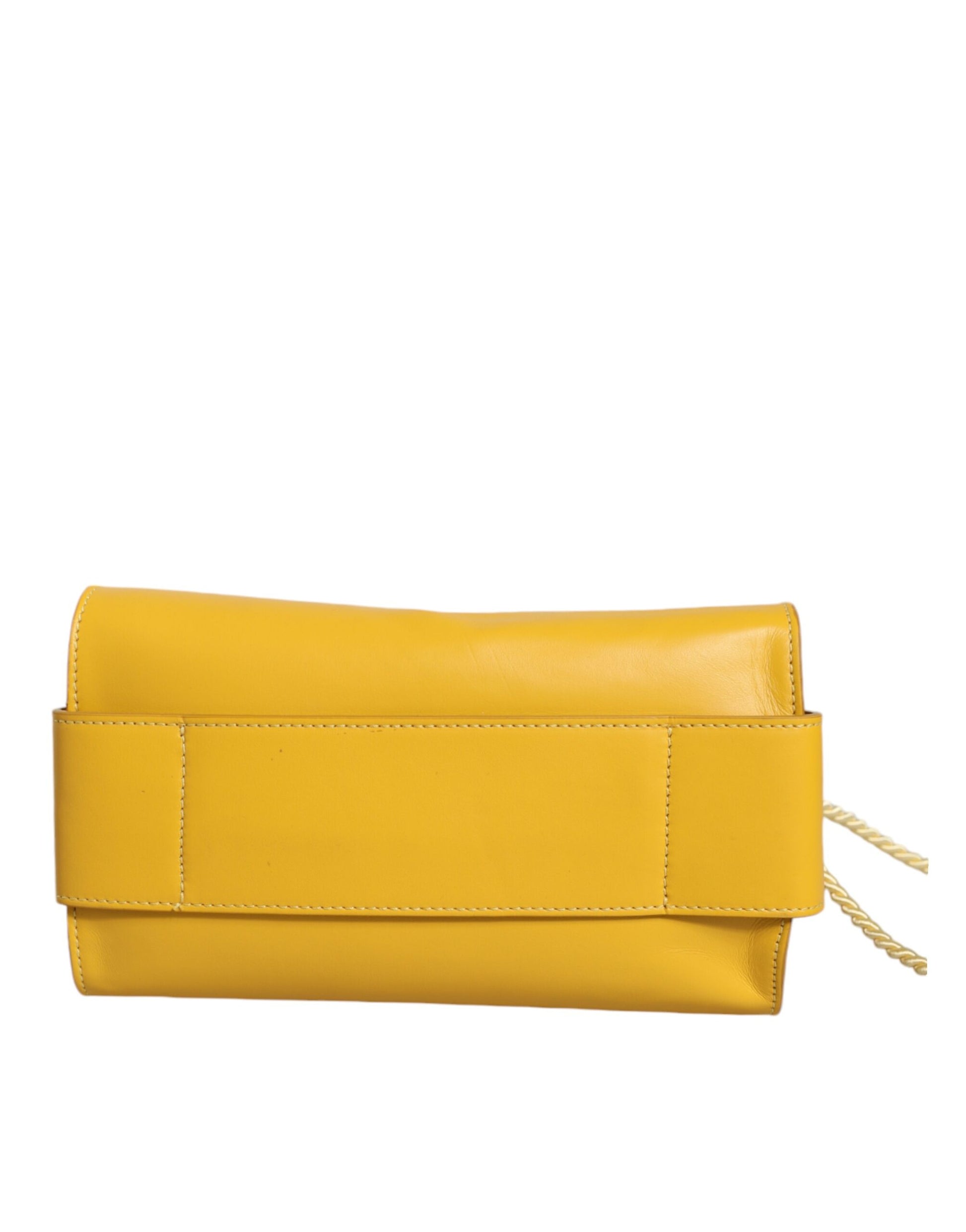 Bolso de mano con correa para el hombro de cuero amarillo