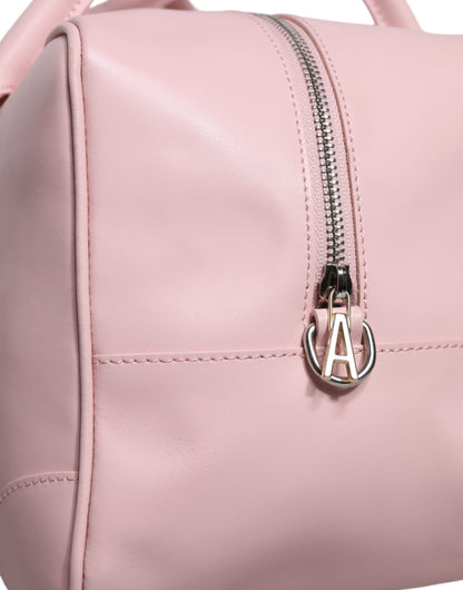 Bolso de mano con asa superior y logotipo de cuero rosa para mujer