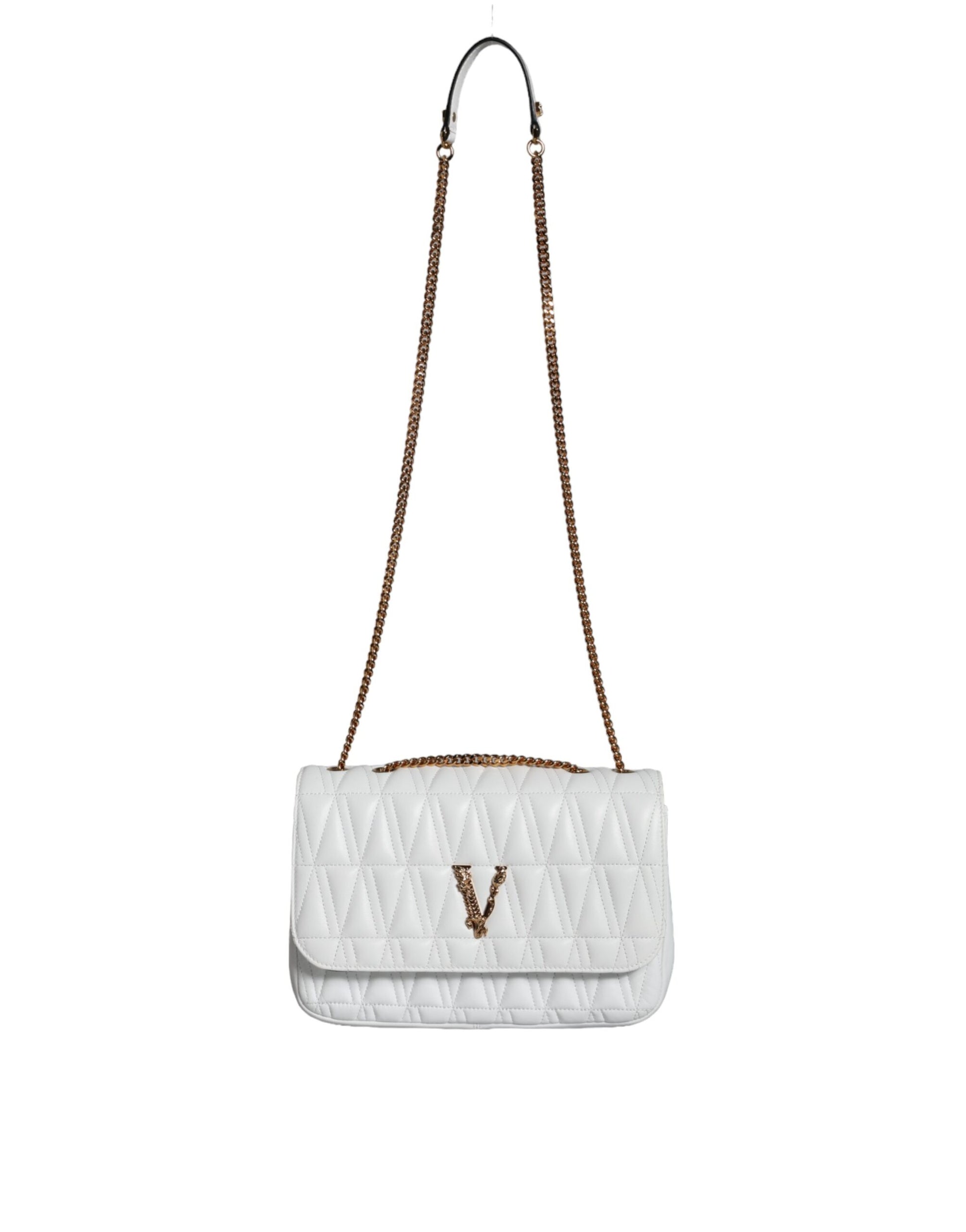 White Mini Nappa Leather Crossbody Shoulder Bag