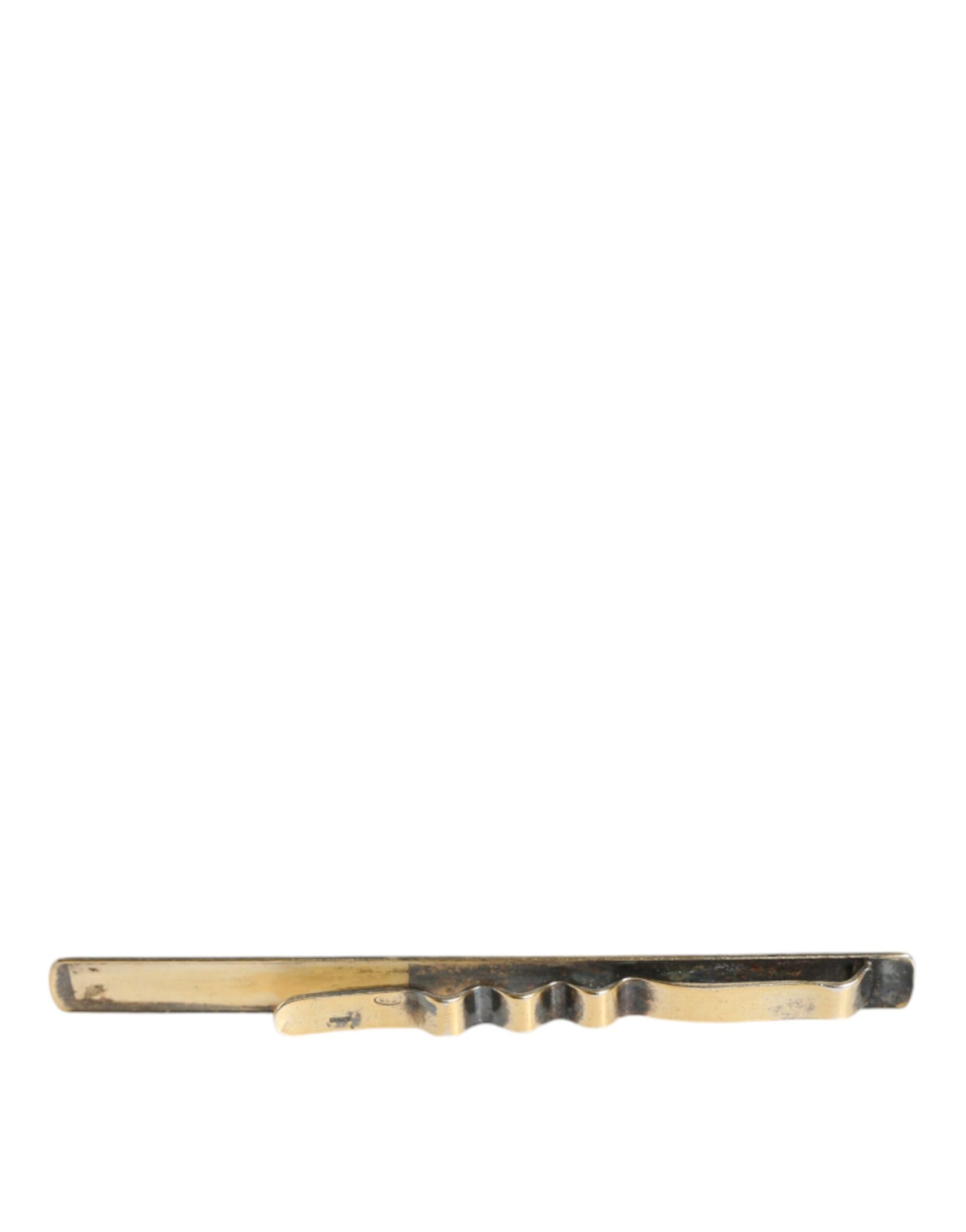 Gold Tone Brass Logo Branded Men Tie Clip Bar