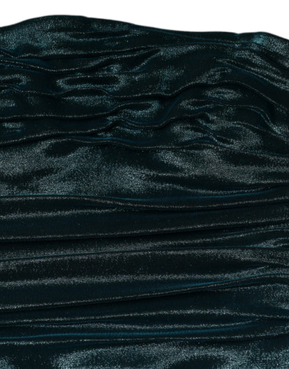 Vestido ajustado sin tirantes de satén en mezcla de seda verde