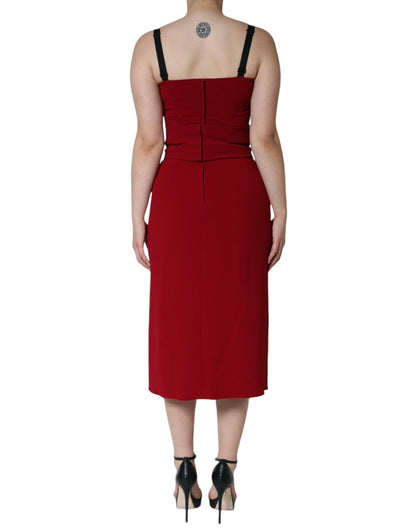 Vestido midi ajustado con abertura lateral en viscosa elástica roja