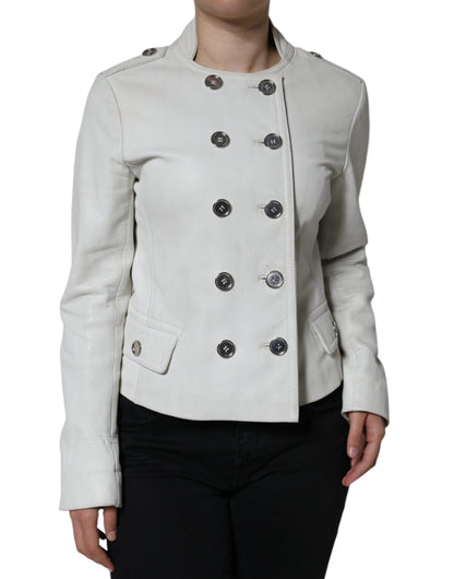 Weißer zweireihiger Blazer Mantel Jacke