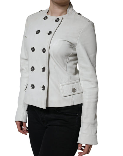 Weißer zweireihiger Blazer Mantel Jacke