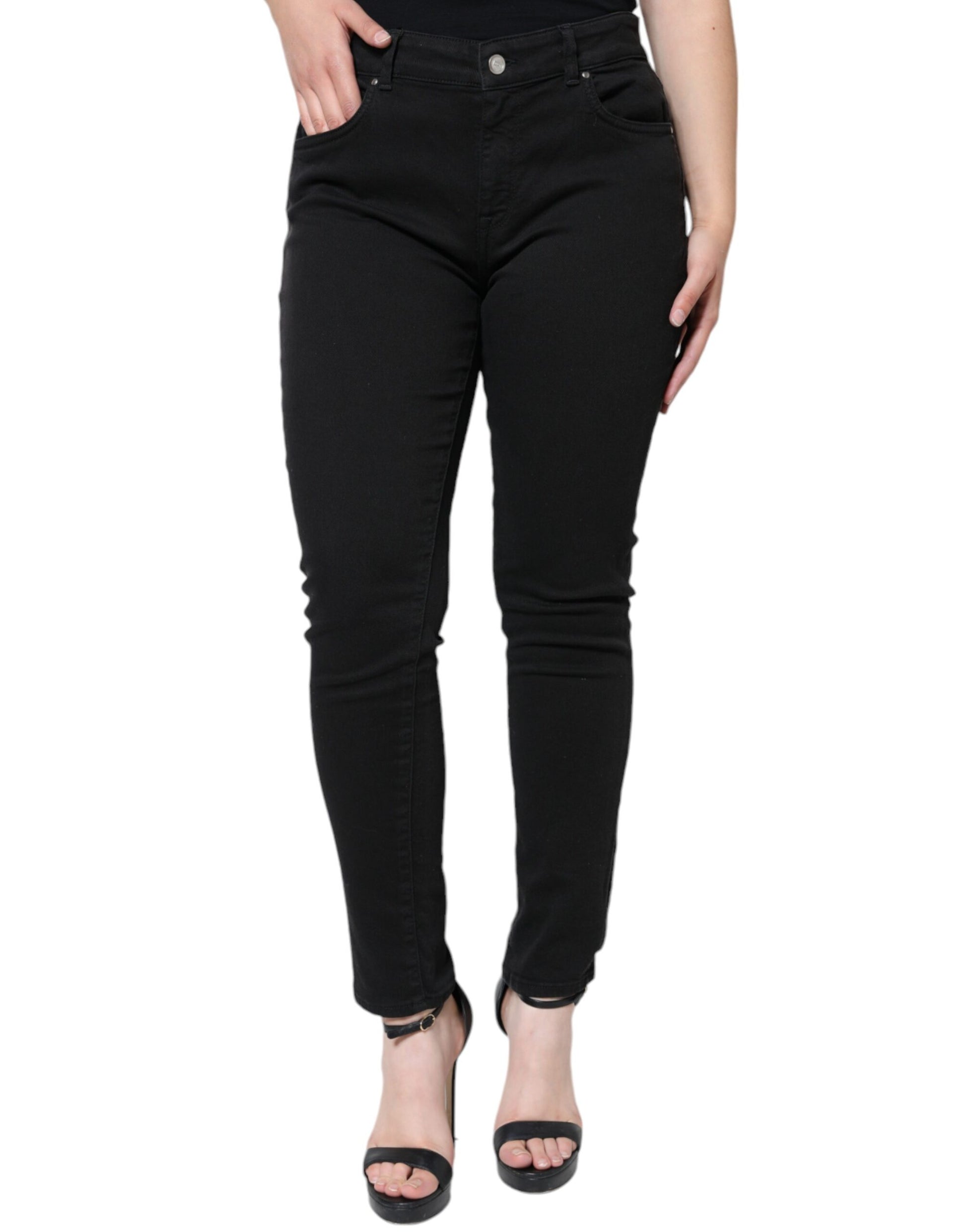 Schwarze Skinny-Jeans aus Baumwollstretch