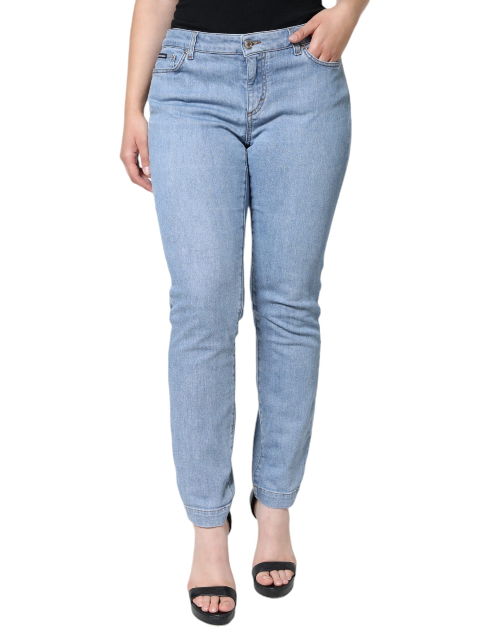 Blaue Slim Fit-Jeans aus Baumwolldenim von Pretty