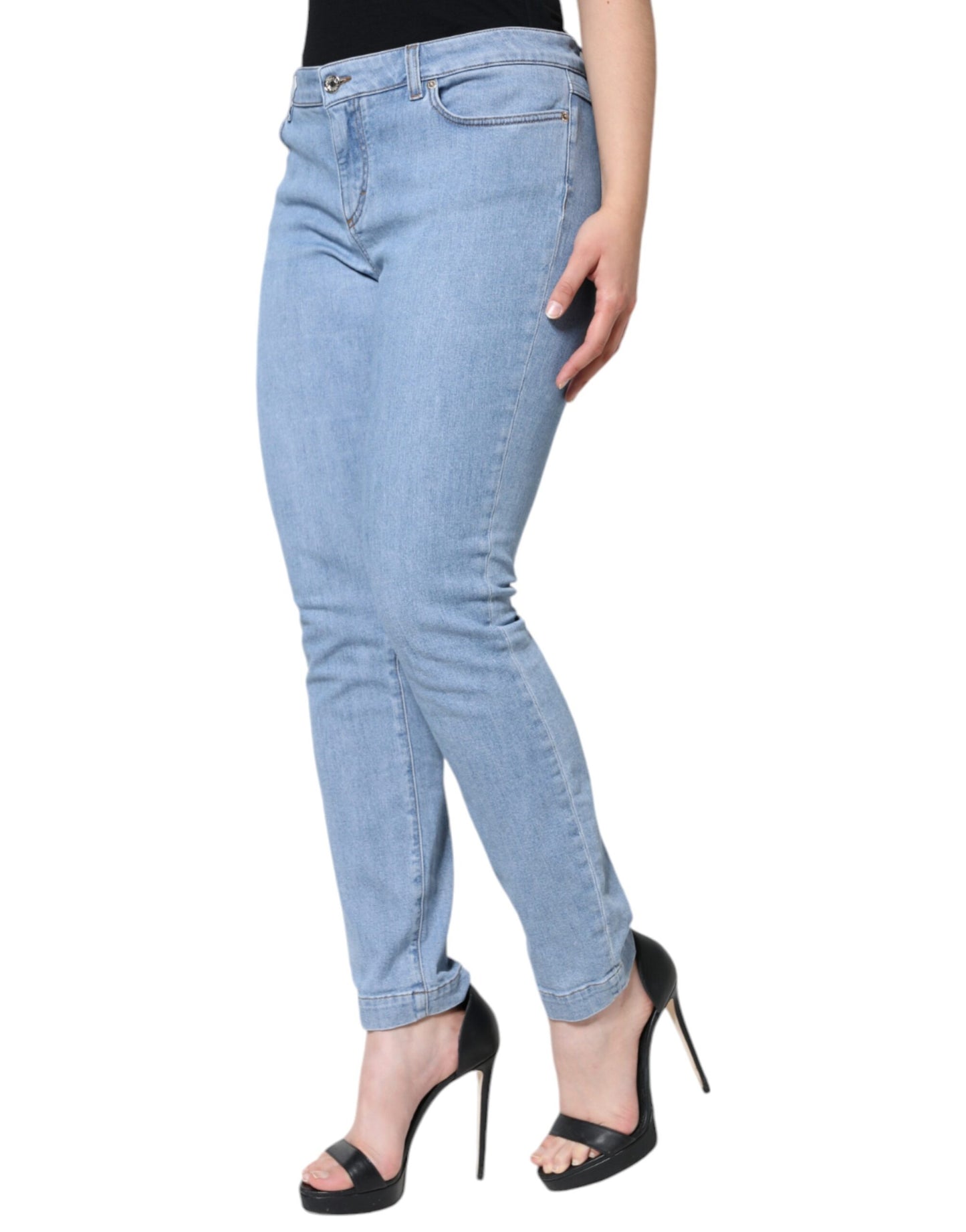 Blaue Slim Fit-Jeans aus Baumwolldenim von Pretty