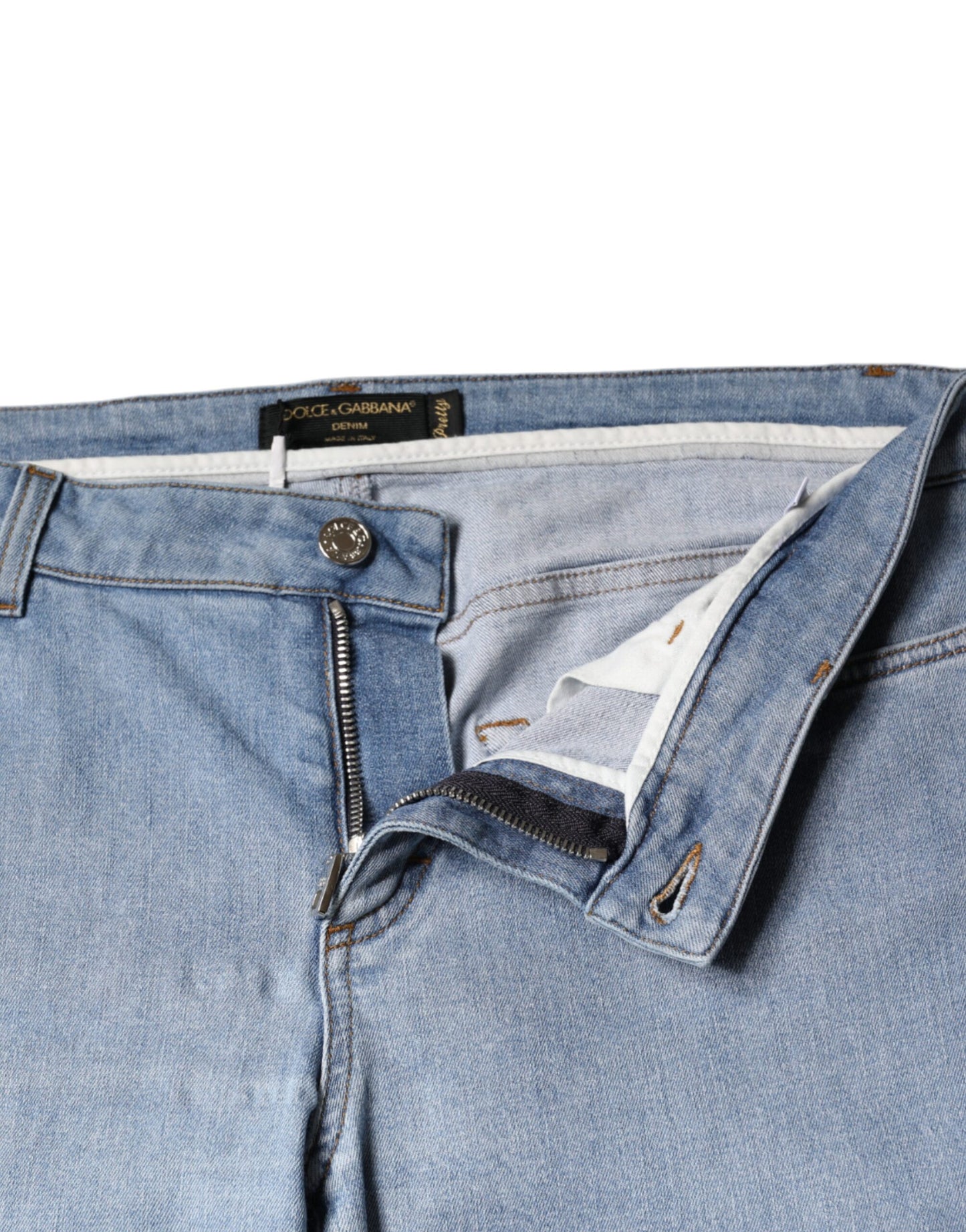 Blaue Slim Fit-Jeans aus Baumwolldenim von Pretty