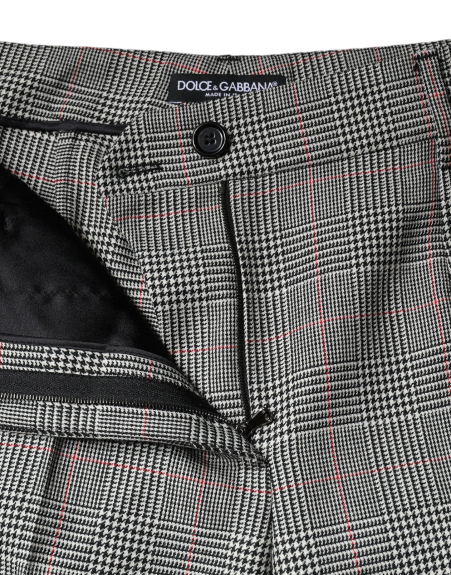 Pantalones cónicos de cintura media de lana a cuadros grises para mujer