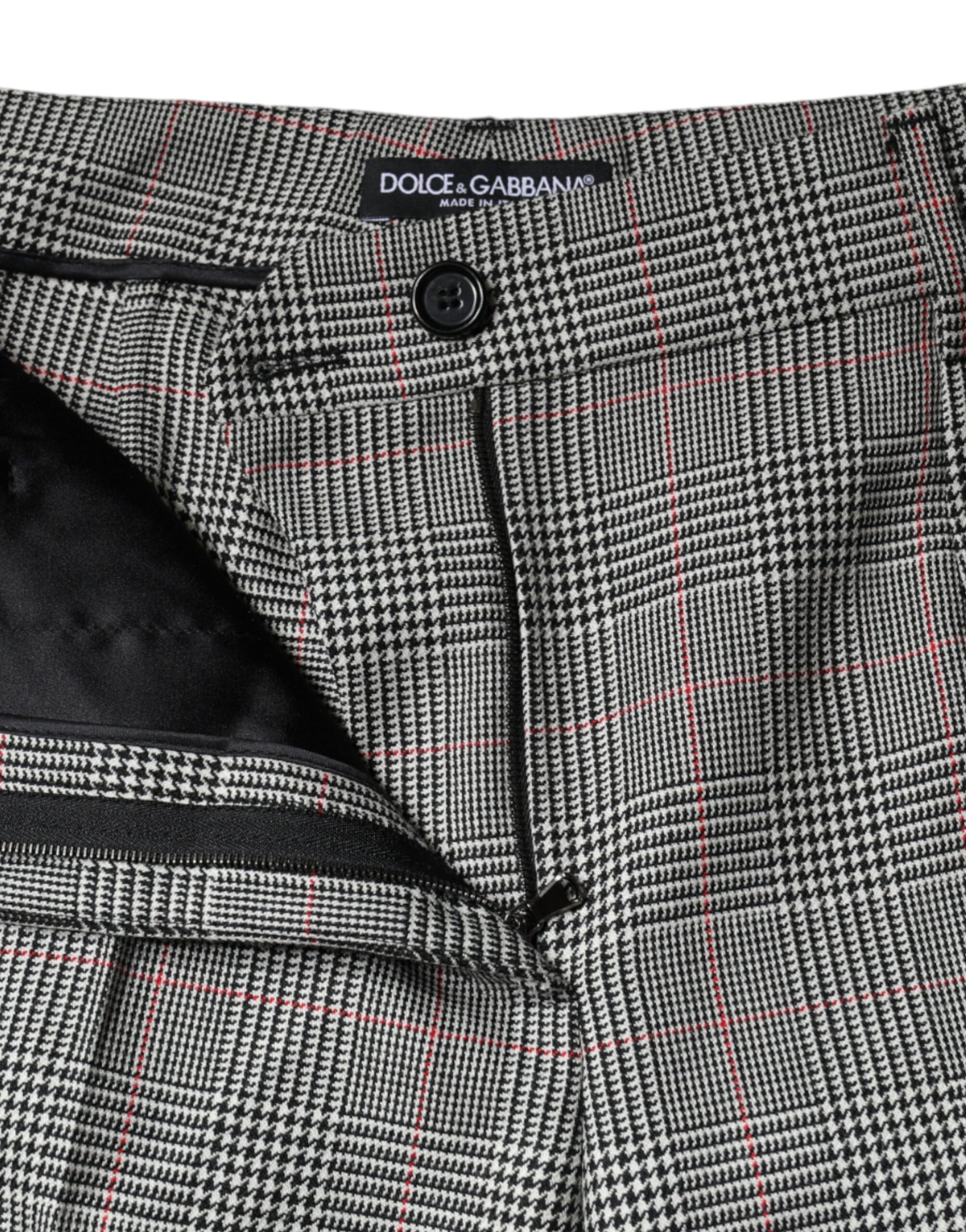 Pantalones cónicos de cintura media de lana a cuadros grises para mujer