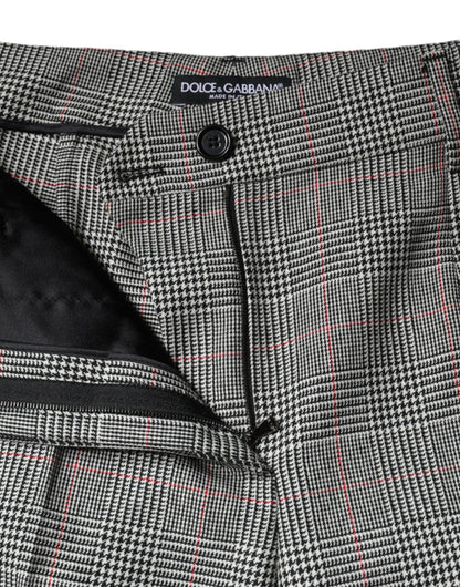 Pantalones cónicos de cintura media de lana a cuadros grises para mujer