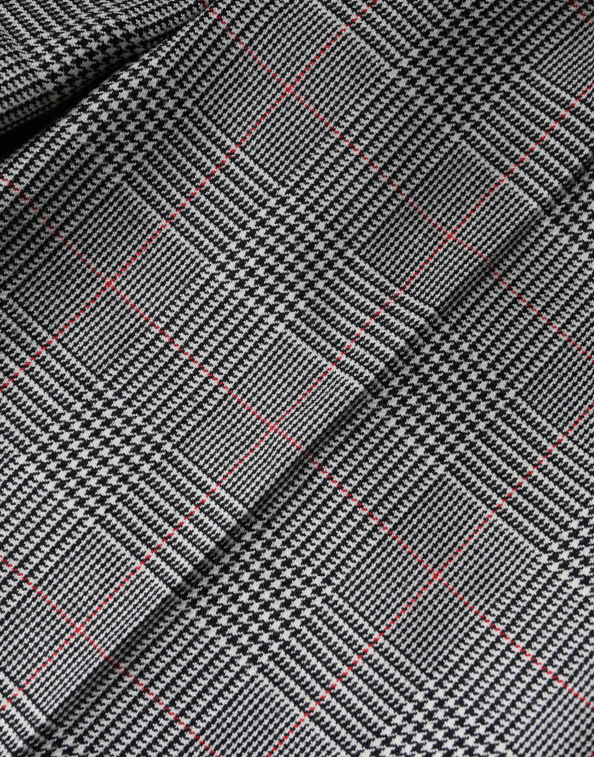 Pantalones cónicos de cintura media de lana a cuadros grises para mujer