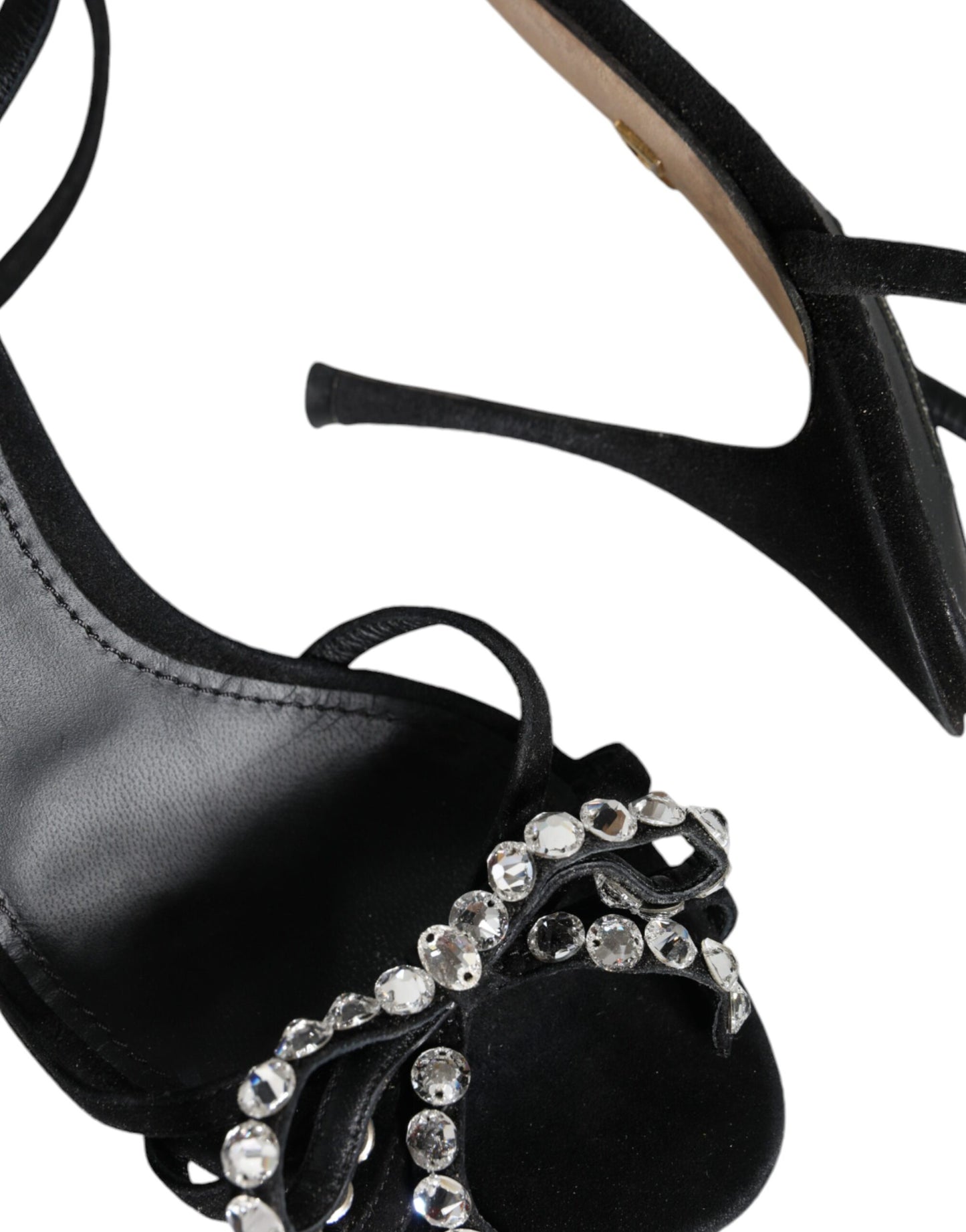 Black Suede Crystals KEIRA Sandals Shoes